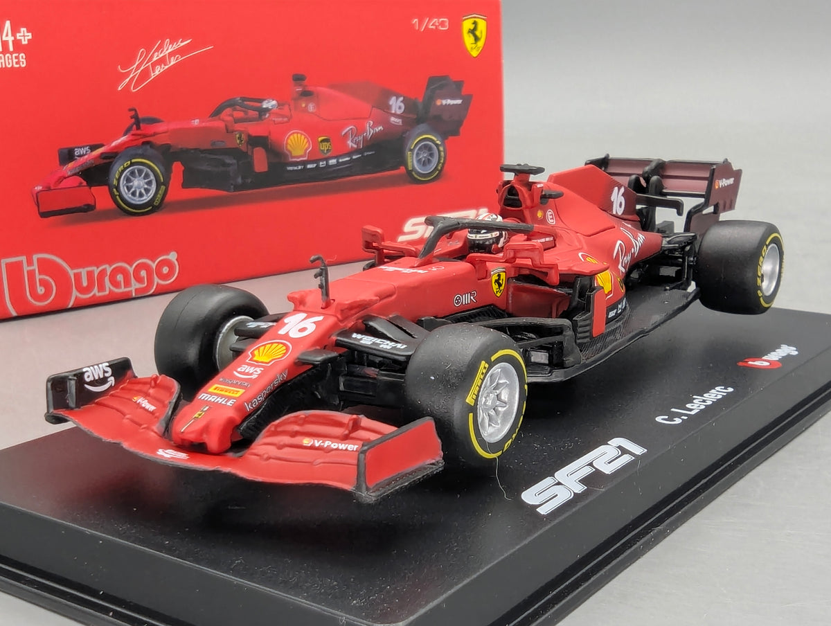 Modellautos 1:43 Bburago Ferrari SF21 #16 C. Leclerc mit OVP