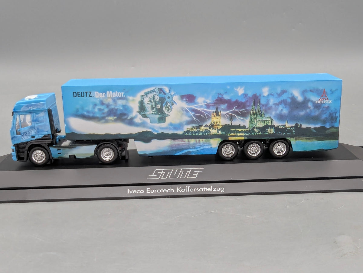 Lkw Modell 1:87 Herpa Iveco Eurotech Koffersattelzug Deutz Stute mit OVP