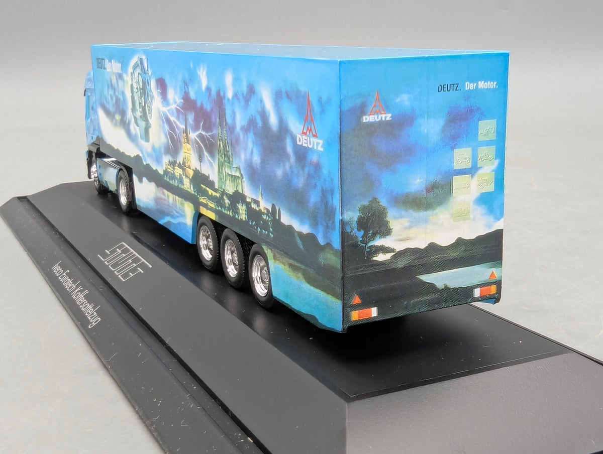 Lkw Modell 1:87 Herpa Iveco Eurotech Koffersattelzug Deutz Stute mit OVP