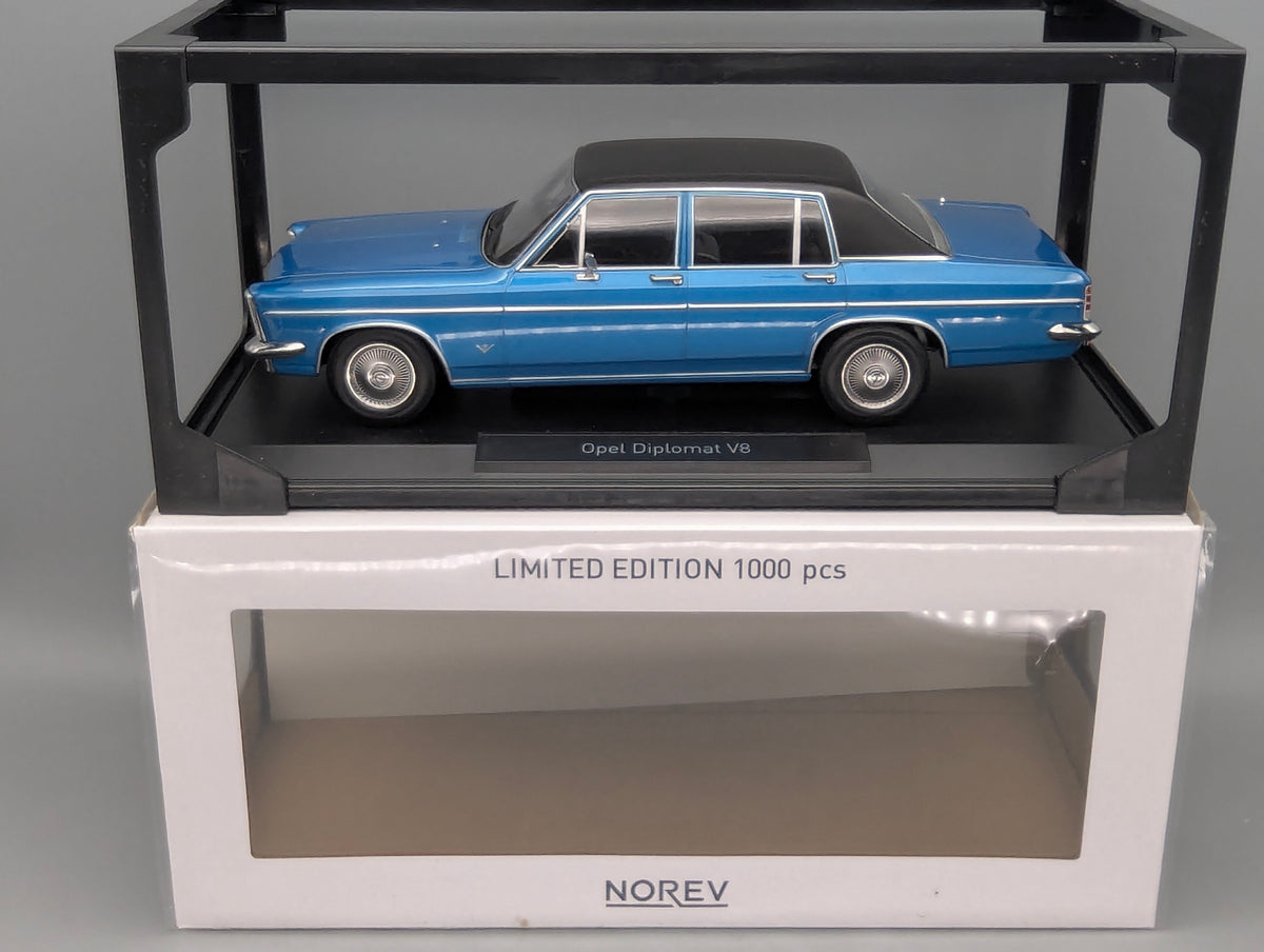 Modellautos 1:18 Norev Opel Diplomat V8 Blau Metallic 1969 mit OVP