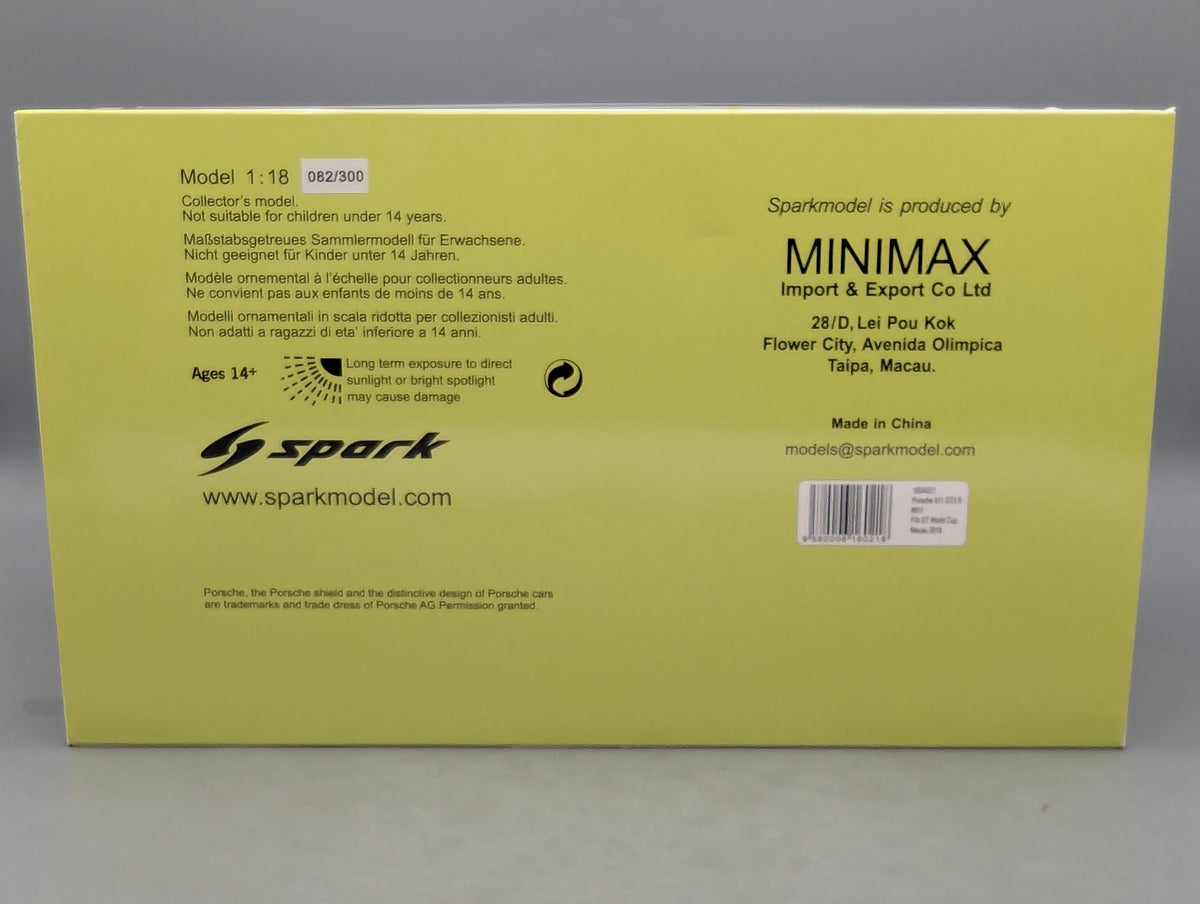 Modellautos 1:18 Spark Porsche 911 GT3 R Fia GT WC Macau 2018 #911  Vanthoor OVP