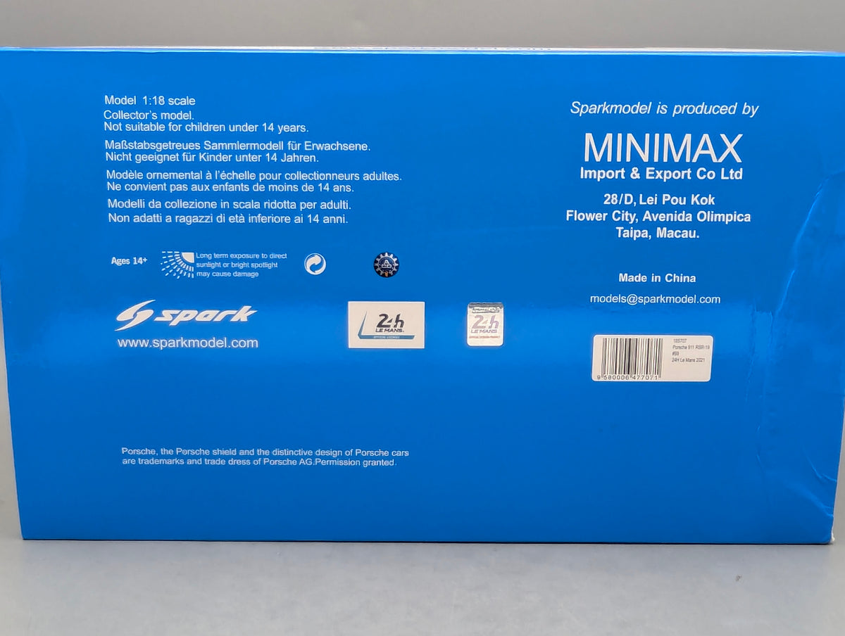 Modellautos 1:18 Spark 18S707 Porsche 911 RSR-19 24h Le Mans 2021 #99 mit OVP