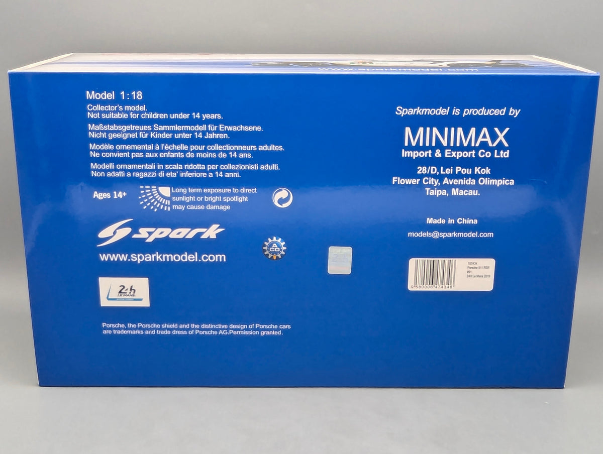 Modellautos 1:18 Spark 18S434 Porsche 911 RSR 24h Le Mans 2019 #91 mit OVP
