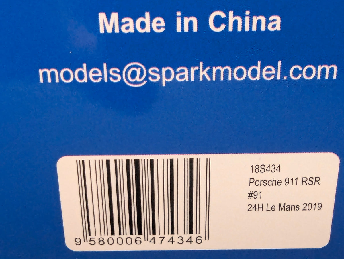 Modellautos 1:18 Spark 18S434 Porsche 911 RSR 24h Le Mans 2019 #91 mit OVP