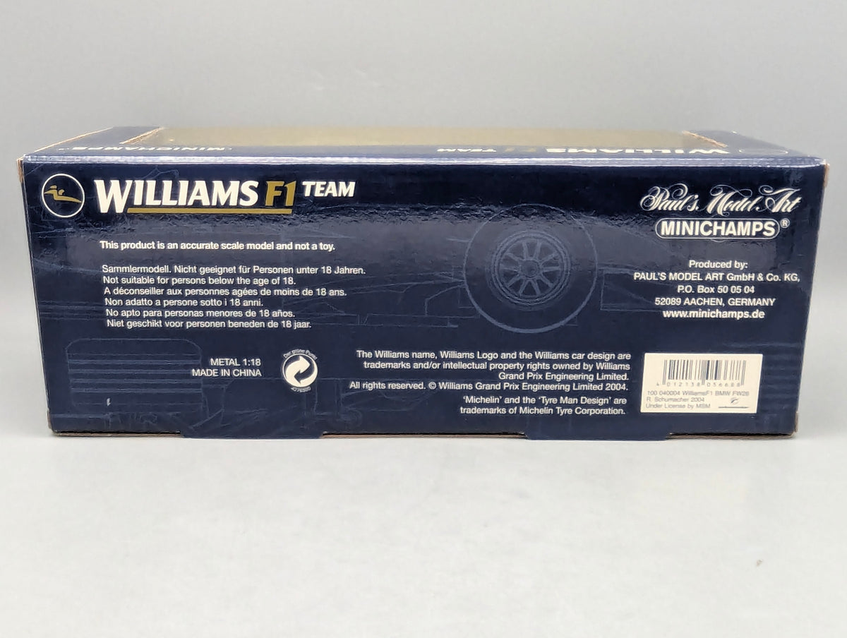 Modellautos 1:18 Minichamps Williams F1 BMW FW26 2004 #4 Ralf Schumacher OVP