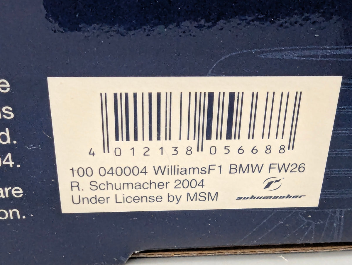 Modellautos 1:18 Minichamps Williams F1 BMW FW26 2004 #4 Ralf Schumacher OVP