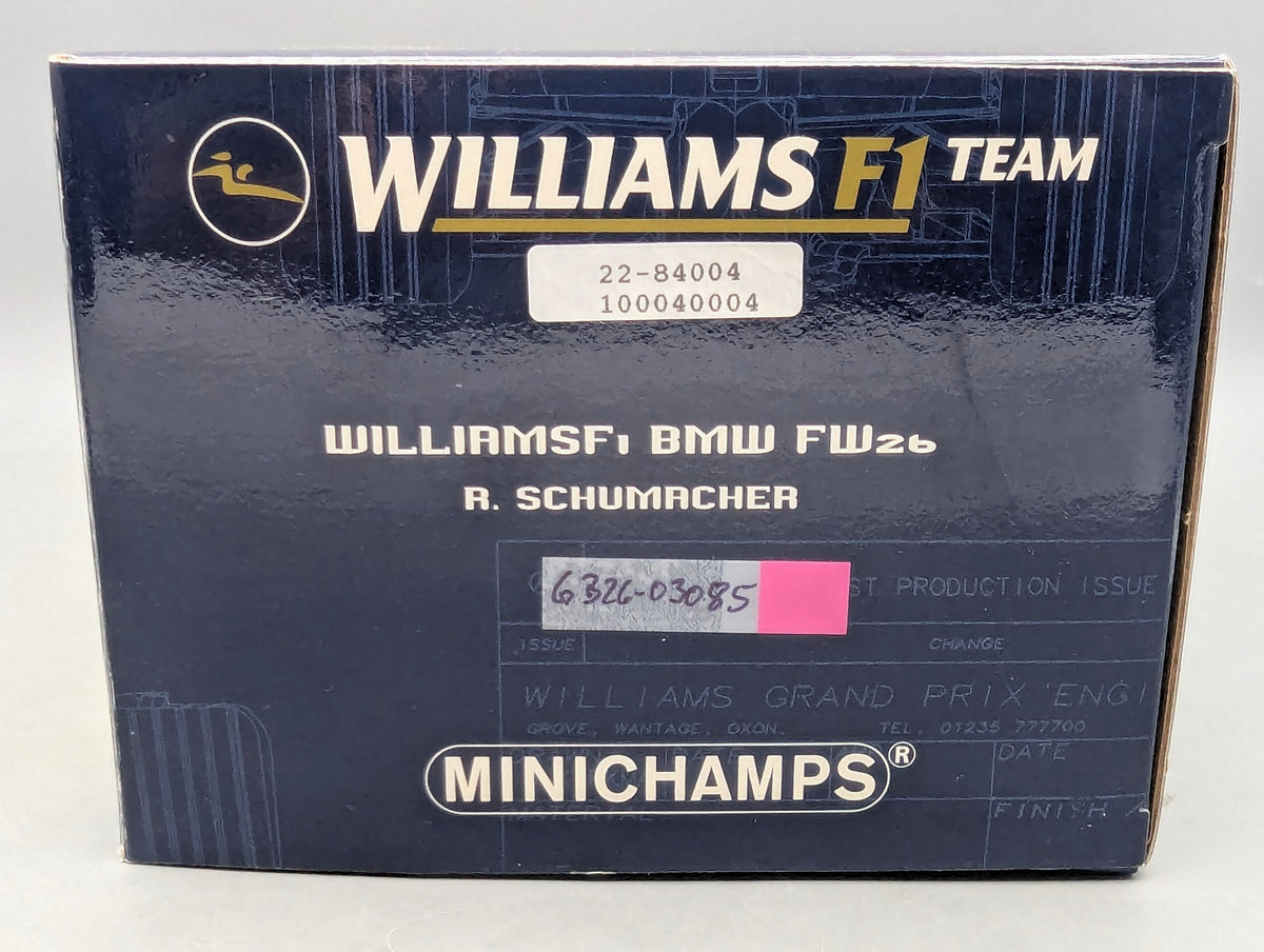 Modellautos 1:18 Minichamps Williams F1 BMW FW26 2004 #4 Ralf Schumacher OVP