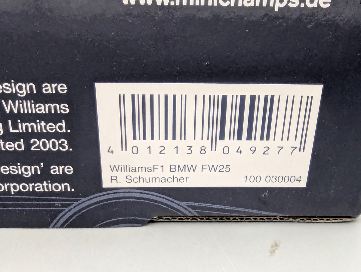 Modellautos 1:18 Minichamps Williams F1 BMW FW25 Ralf Schumacher OVP