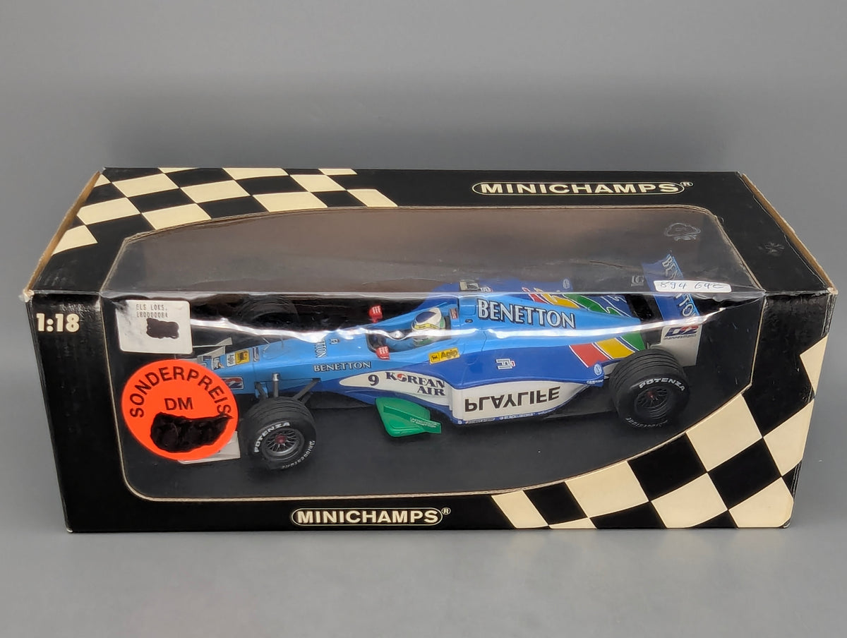 Modellautos 1:18 Minichamps Benetton Playlife B199 1999 #9 Fisichella OVP