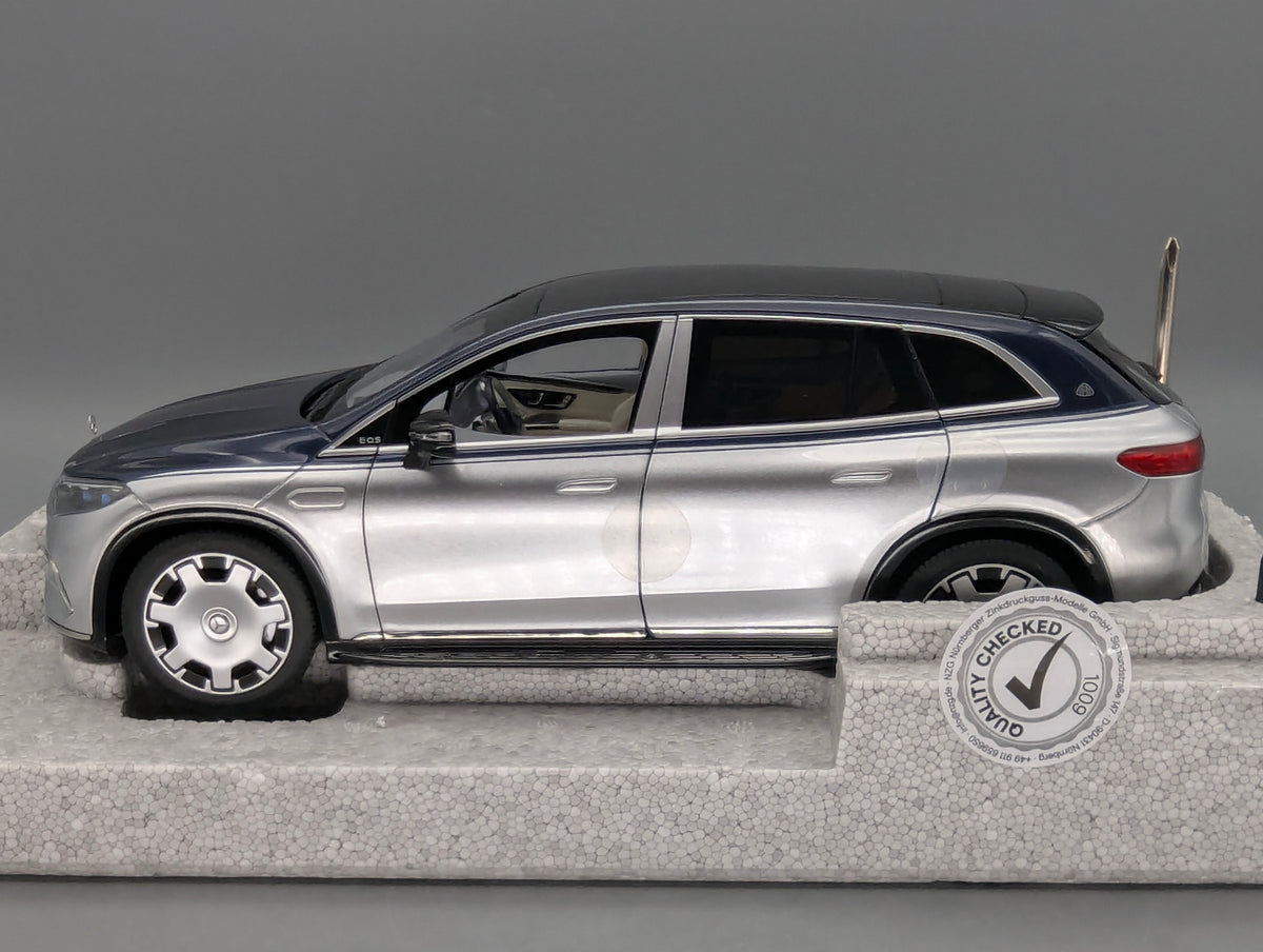 Modellautos 1:18 NZG Mercedes Maybach EQS 680 SUV Nauticblau Hightechsilber OVP