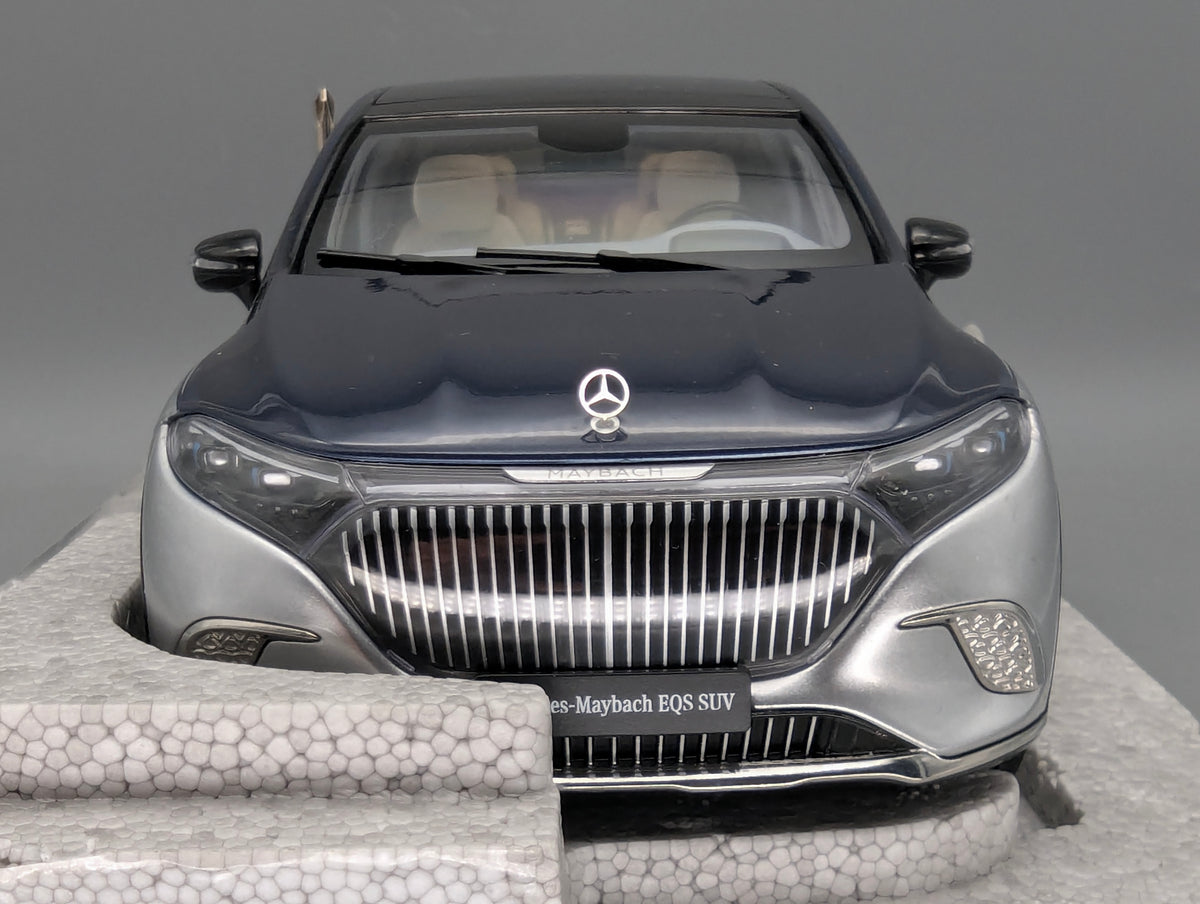 Modellautos 1:18 NZG Mercedes Maybach EQS 680 SUV Nauticblau Hightechsilber OVP