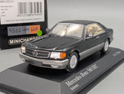 Modellautos 1:43 Minichamps Mercedes Benz 560 SEC 1986 Schwarz mit OVP