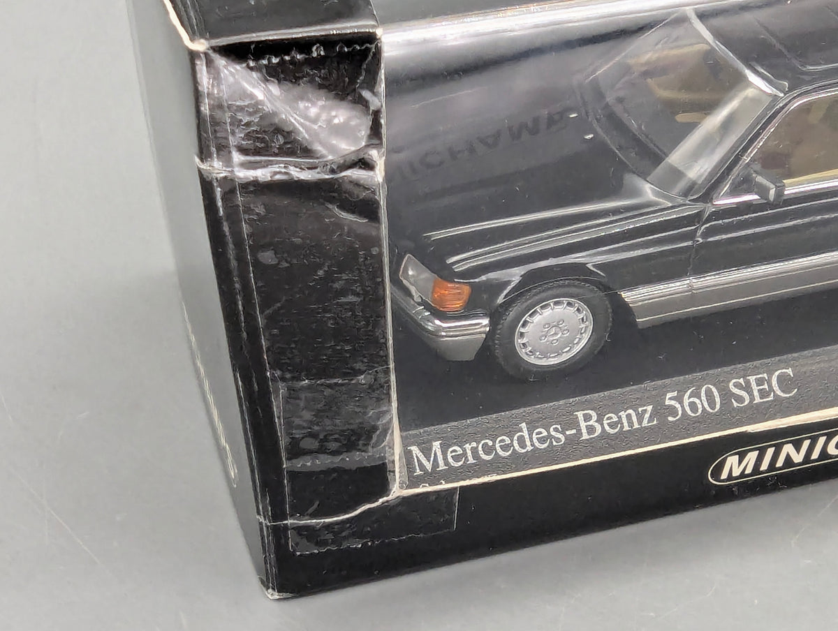 Modellautos 1:43 Minichamps Mercedes Benz 560 SEC 1986 Schwarz mit OVP