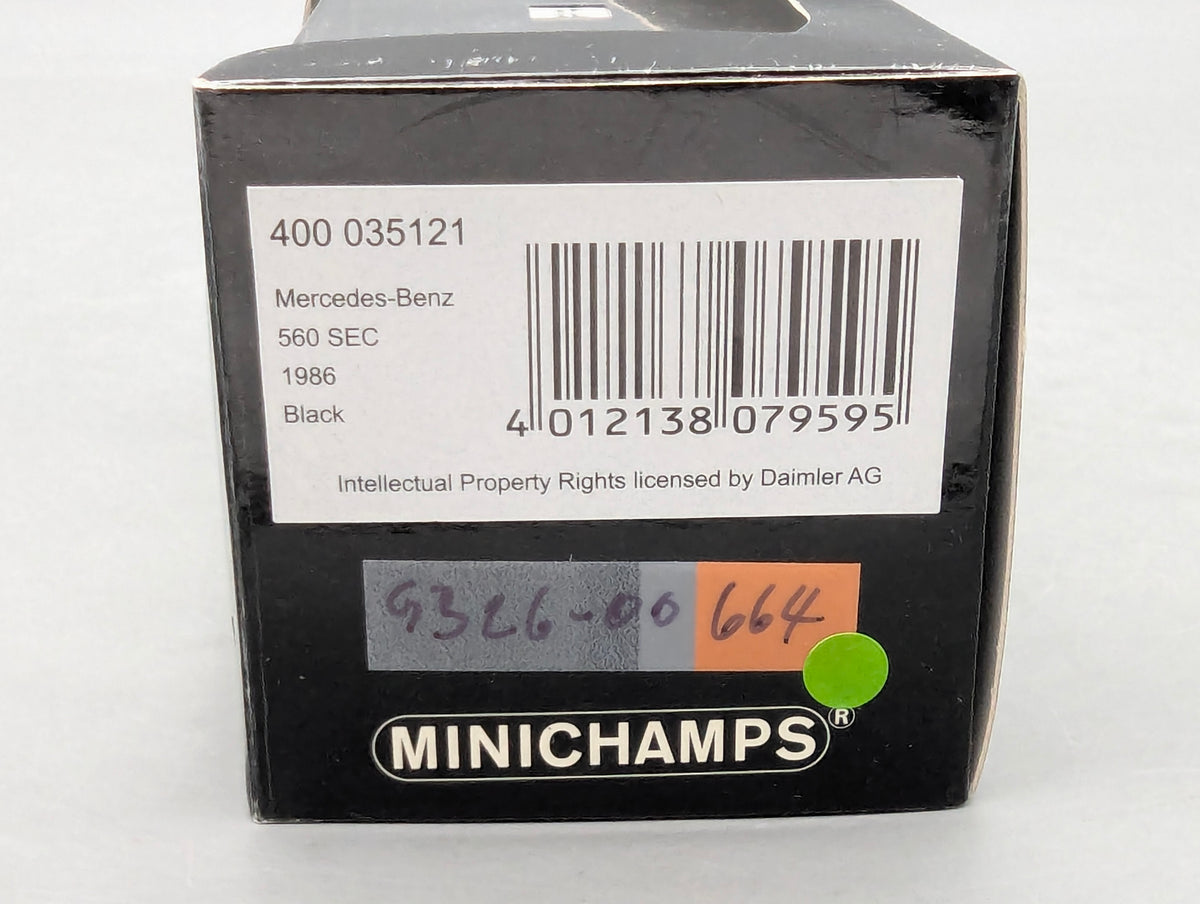 Modellautos 1:43 Minichamps Mercedes Benz 560 SEC 1986 Schwarz mit OVP
