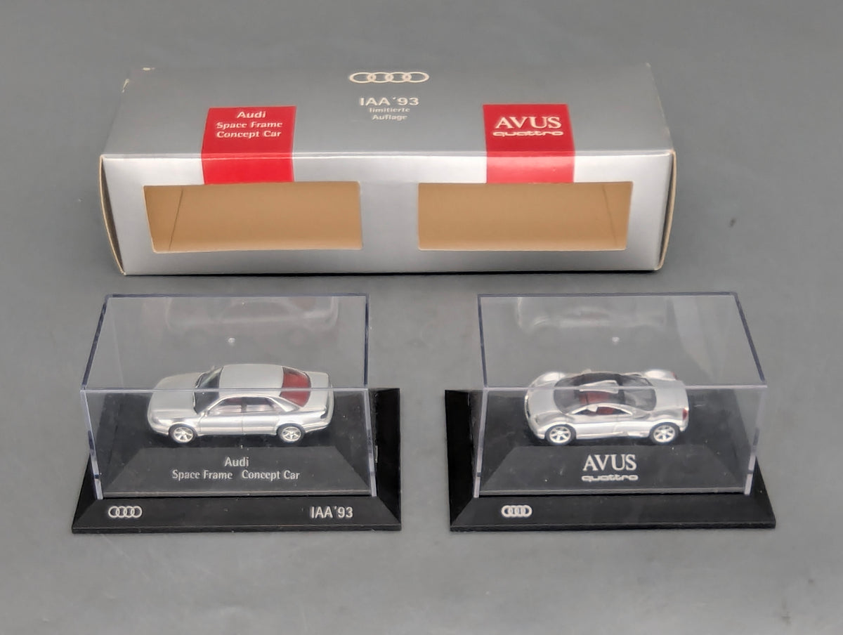 Modellautos 1:87 Rietze Audi 2-tlg Set Space Frame CC und AVUS Quattro in Dealer OVP