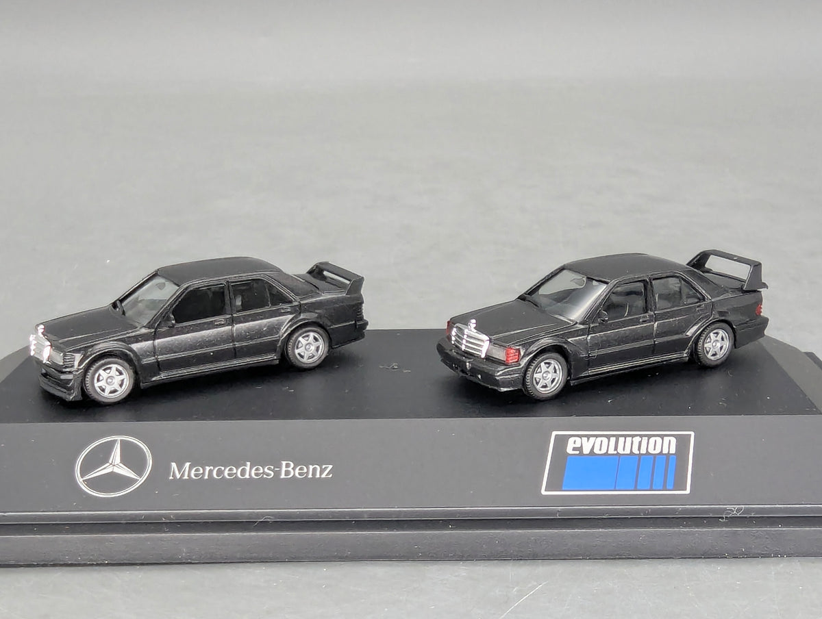 Modellautos 1:87 Herpa Mercedes Benz 190E EVO I + II 2-tlg Set mit Dealer OVP
