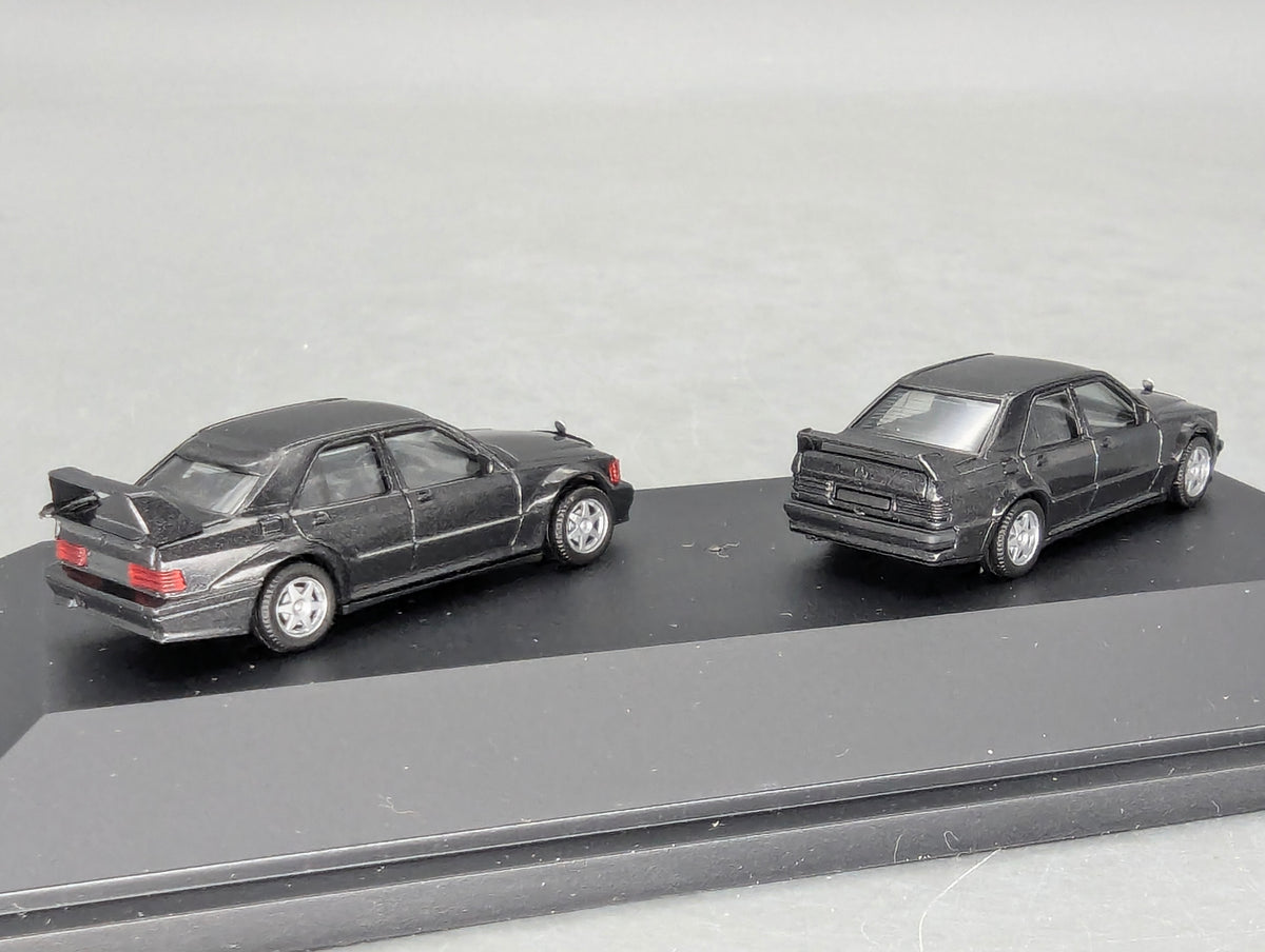 Modellautos 1:87 Herpa Mercedes Benz 190E EVO I + II 2-tlg Set mit Dealer OVP