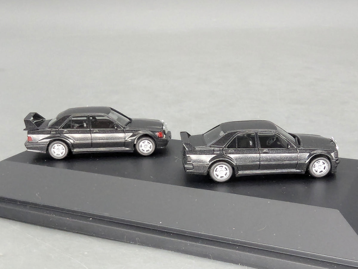 Modellautos 1:87 Herpa Mercedes Benz 190E EVO I + II 2-tlg Set mit Dealer OVP