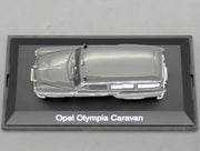 Modellautos 1:43 Schuco Opel Olympia Caravan Krankenwagen Grau mit Vitrine