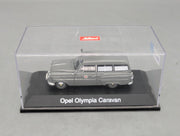 Modellautos 1:43 Schuco Opel Olympia Caravan Krankenwagen Grau mit Vitrine