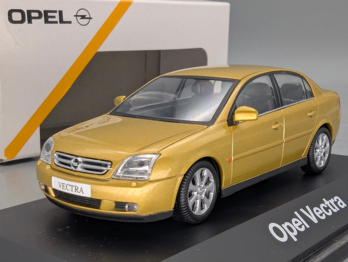 Modellautos 1:43 Schuco Opel Vectra 4-Türer Gold mit Dealer OVP