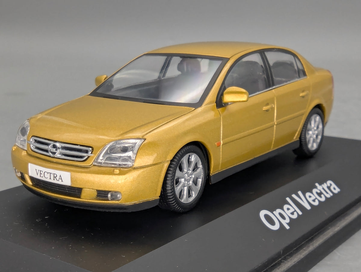Modellautos 1:43 Schuco Opel Vectra 4-Türer Gold mit Dealer OVP