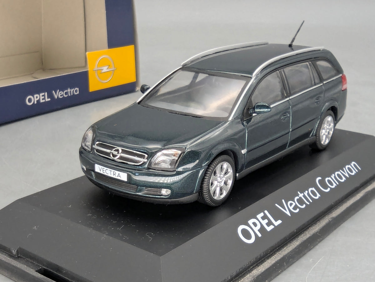 Modellautos 1:43 Schuco Opel Vectra Caravan Dunkelgrün Metallic mit Dealer OVP