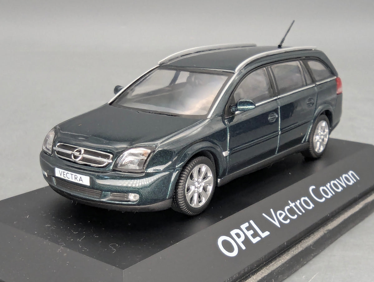 Modellautos 1:43 Schuco Opel Vectra Caravan Dunkelgrün Metallic mit Dealer OVP