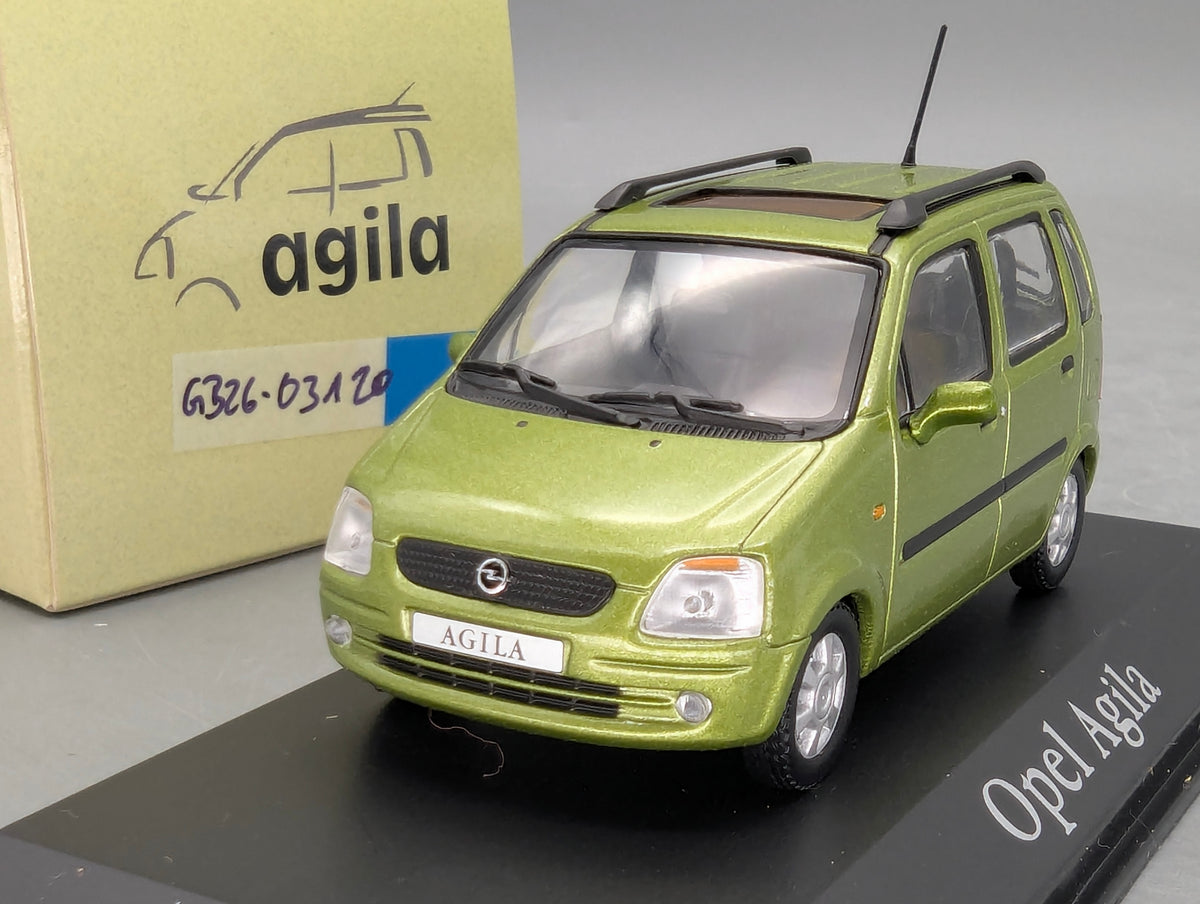 Modellautos 1:43 Minichamps Opel Agila Grün Metallic mit Dealer OVP