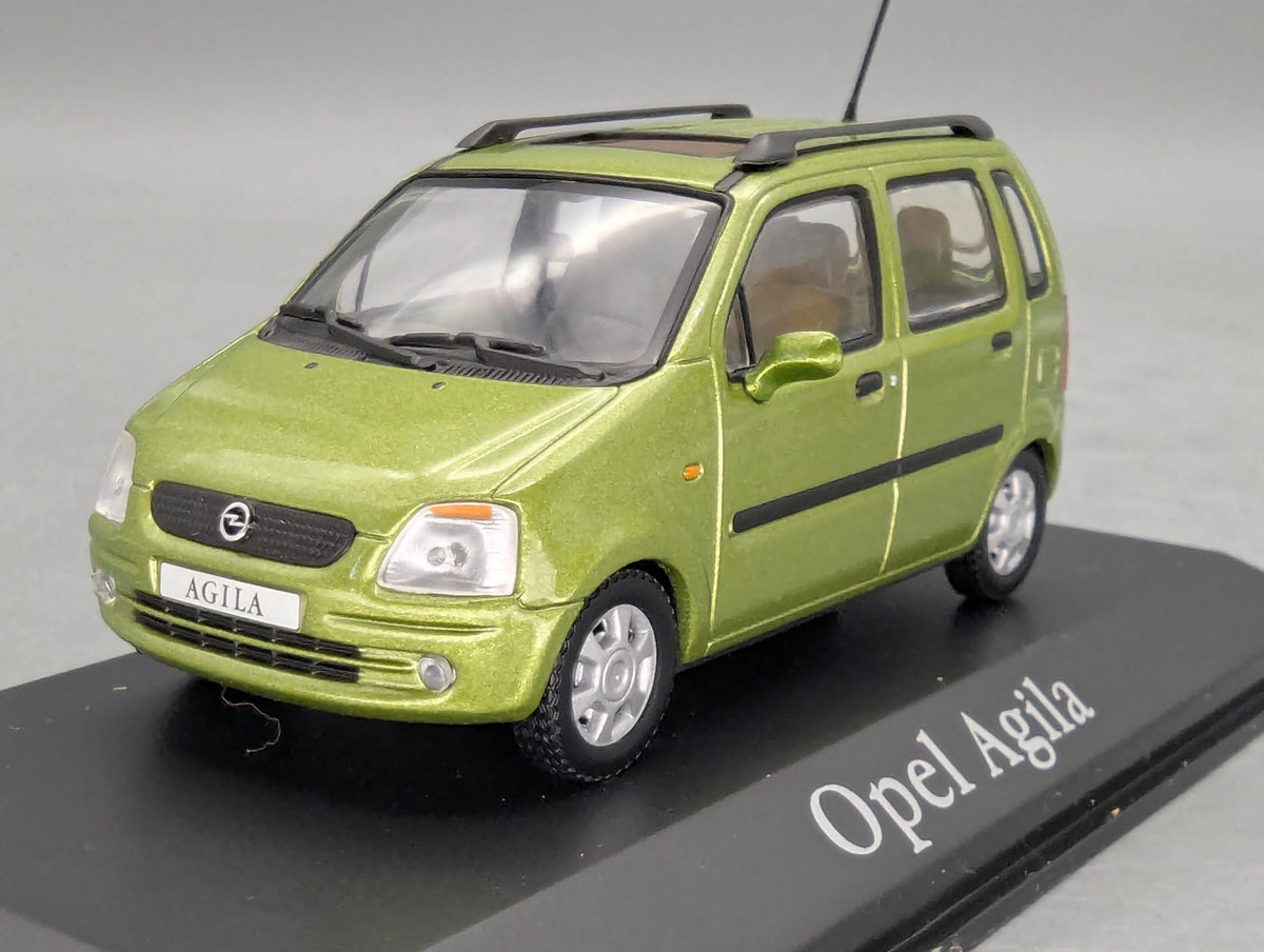 Modellautos 1:43 Minichamps Opel Agila Grün Metallic mit Dealer OVP