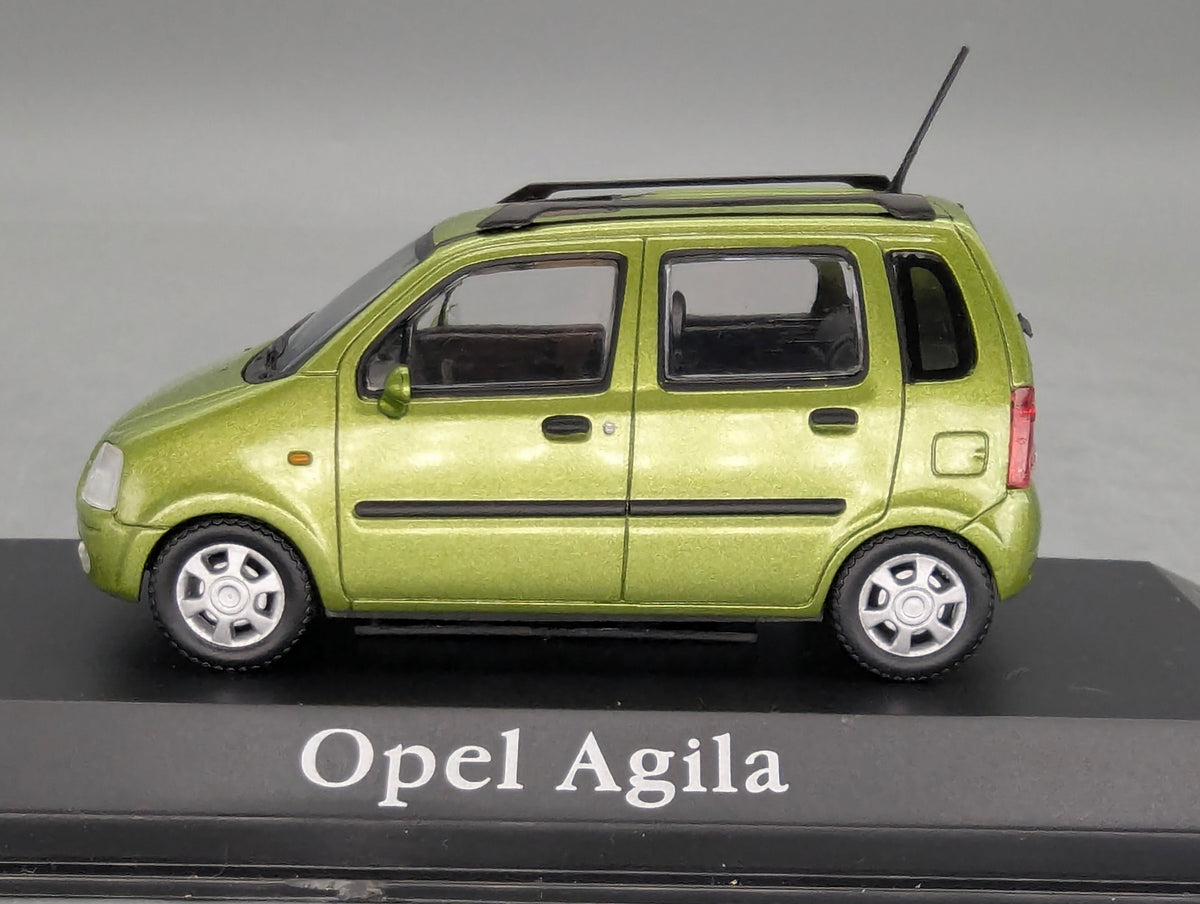 Modellautos 1:43 Minichamps Opel Agila Grün Metallic mit Dealer OVP