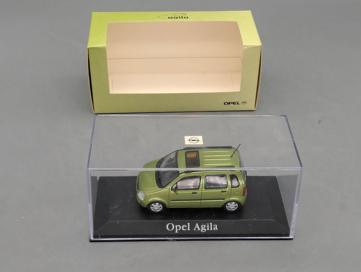 Modellautos 1:43 Minichamps Opel Agila Grün Metallic mit Dealer OVP