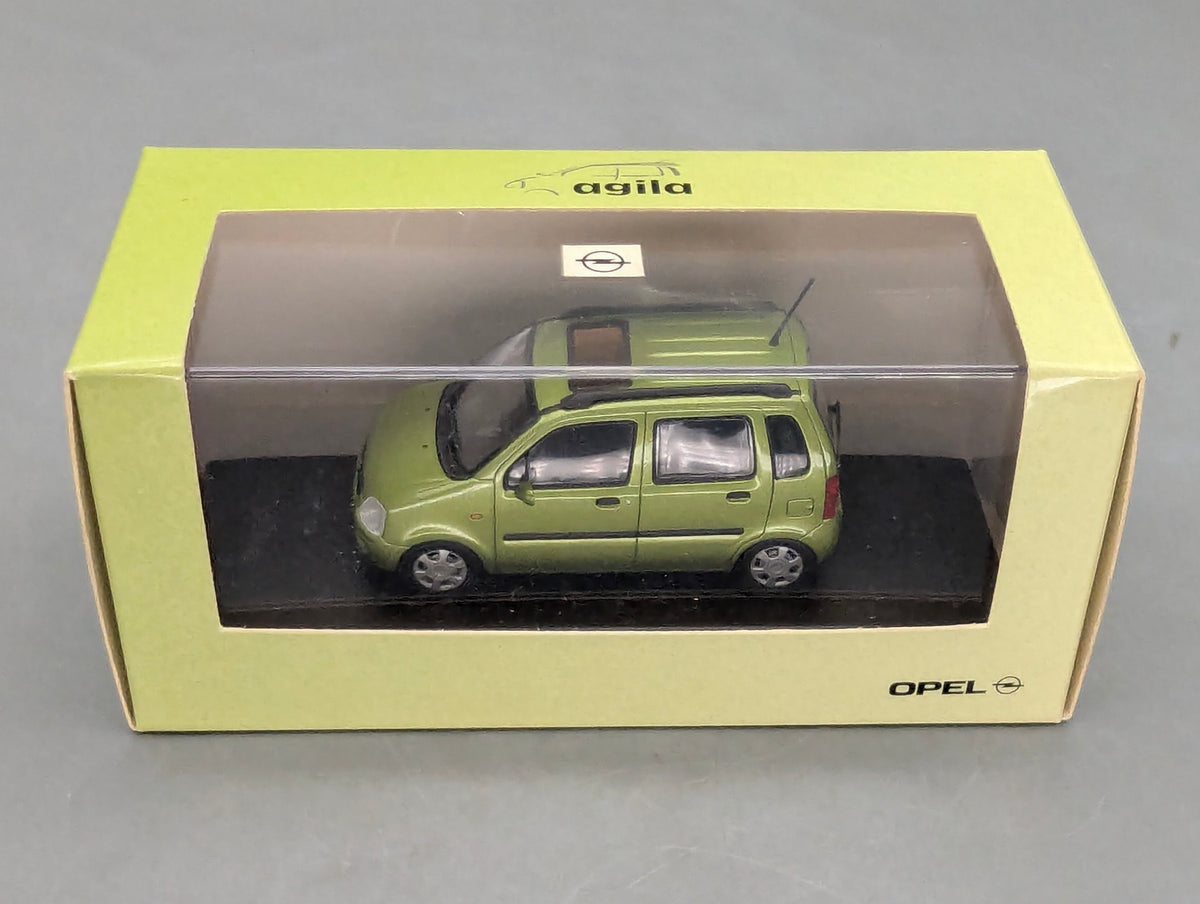 Modellautos 1:43 Minichamps Opel Agila Grün Metallic mit Dealer OVP
