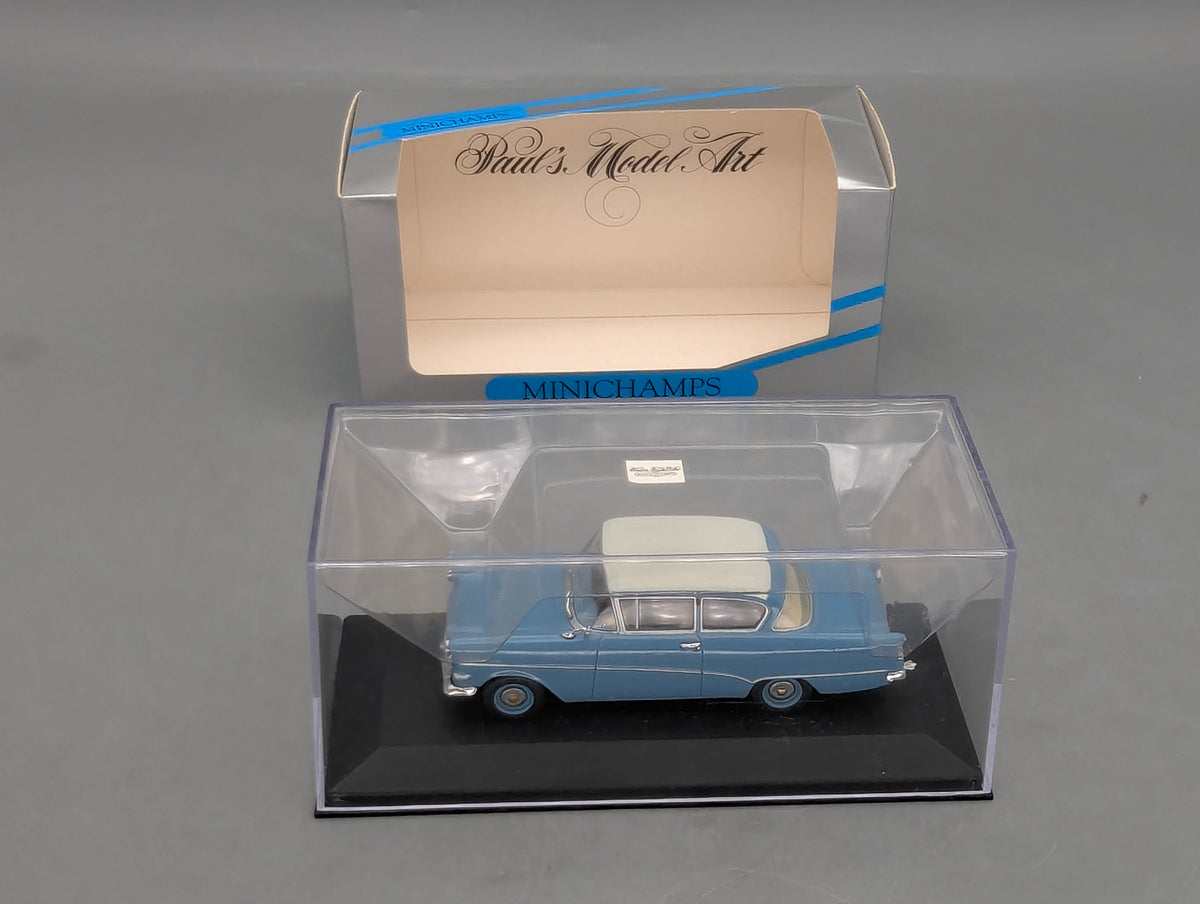 Modellautos 1:43 Minichamps Opel Rekord P1 2-Türer 1958 Blau Weiß mit OVP