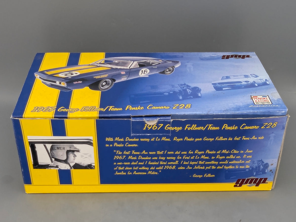 Modellautos 1:18 GMP Chevrolet Camaro Z28 Team Penske 1967 #16 G. Follmer OVP