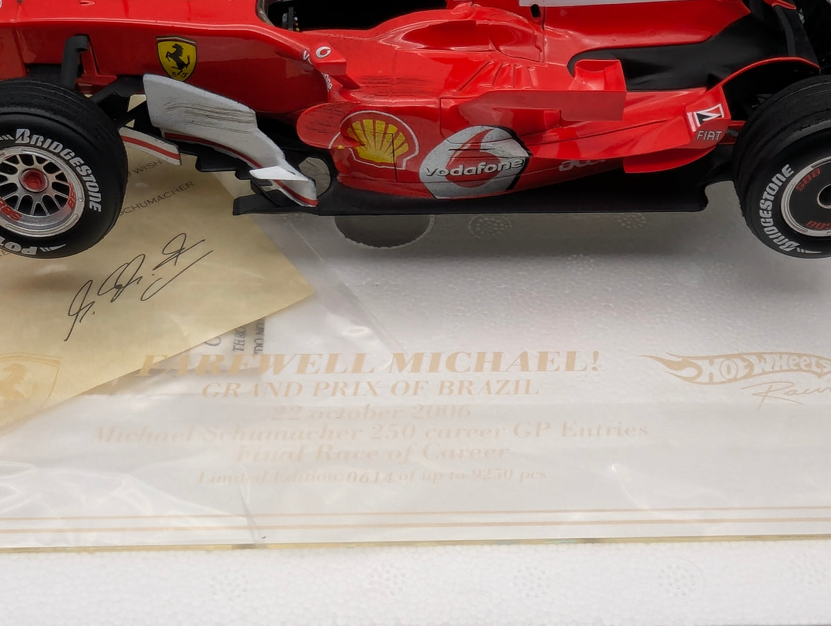 Modellautos 1:18 Hot Wheels Ferrari 248 F1 Sao Paulo 2006 #5 M. Schumacher OVP
