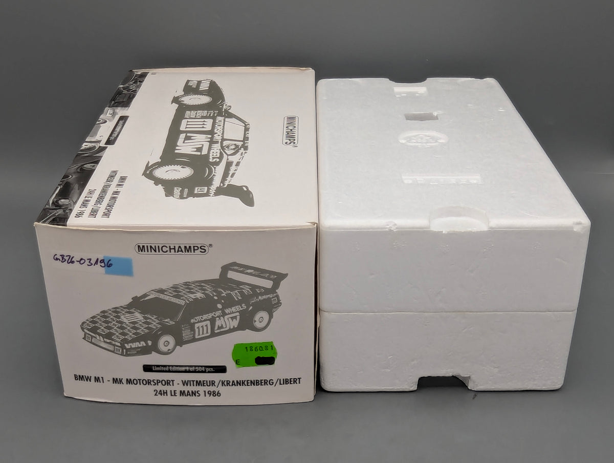 Modellautos 1:18 Minichamps BMW M1 MK Motorsport 24h Le Mans 1986 #111 mit OVP