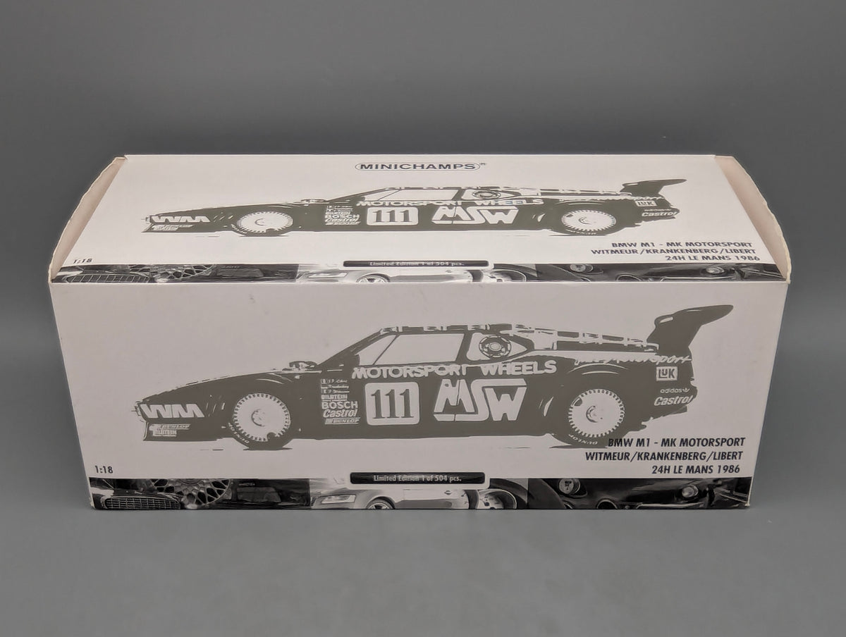 Modellautos 1:18 Minichamps BMW M1 MK Motorsport 24h Le Mans 1986 #111 mit OVP