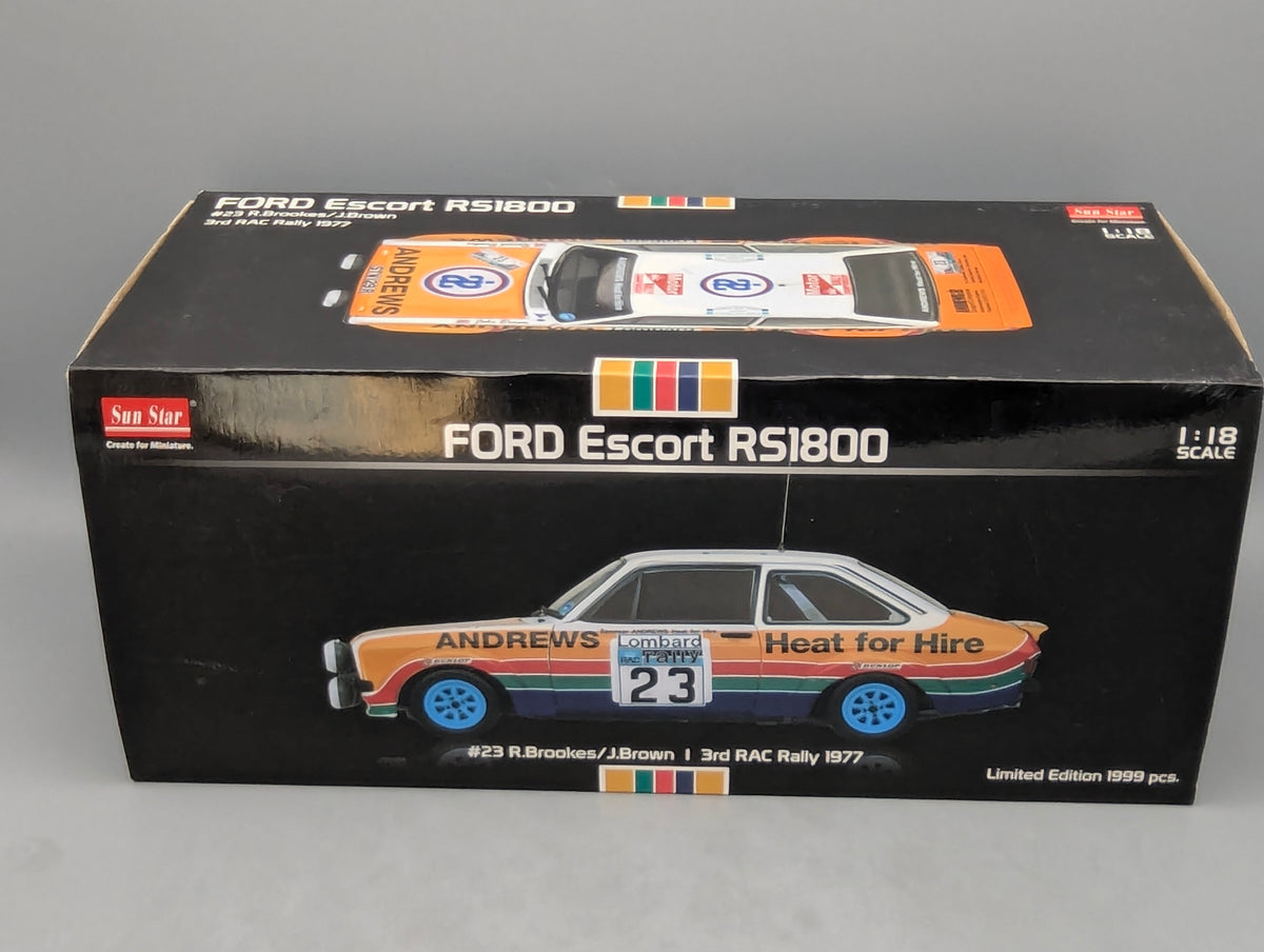 Modellautos 1:18 Sun Star 4460R Ford Escort RS 1800 Dritter RAC 1977 #23 mit OVP