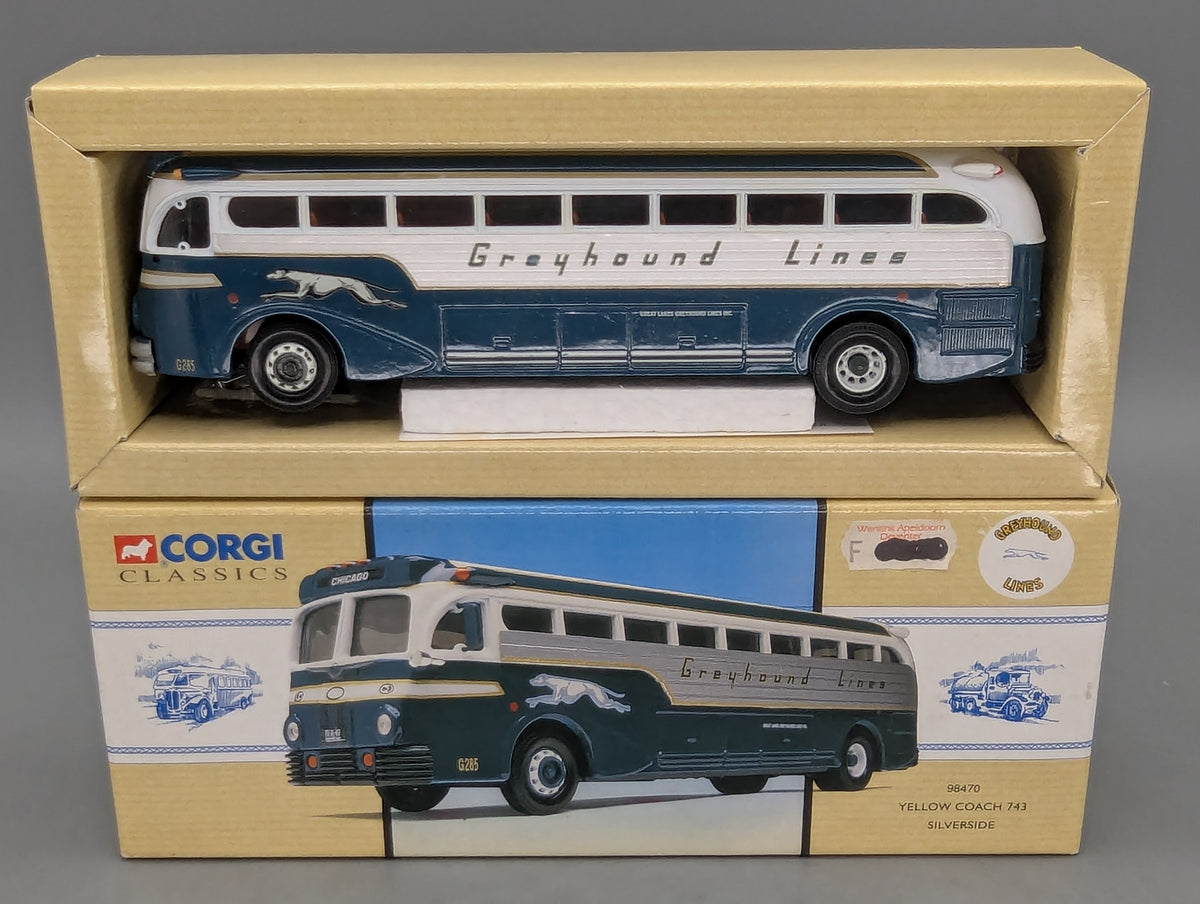 Bus Modell 1:50 Corgi Classics 98470 Yellow Coach 743 Silverside Greyhound OVP