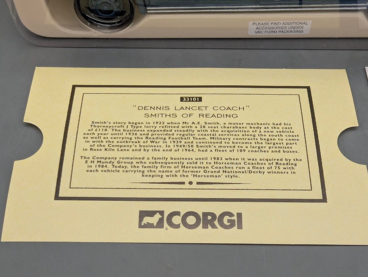 Bus Modell 1:50 Corgi Classics 33101 Dennis Lancet Coach Smiths Of Reading OVP