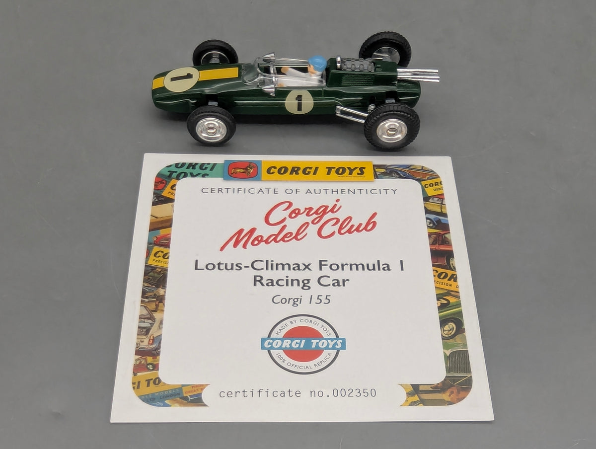 Modellautos 1:43 Corgi Toys 155 Lotus-Climax Formula 1 Replikat Zertifikat OVP
