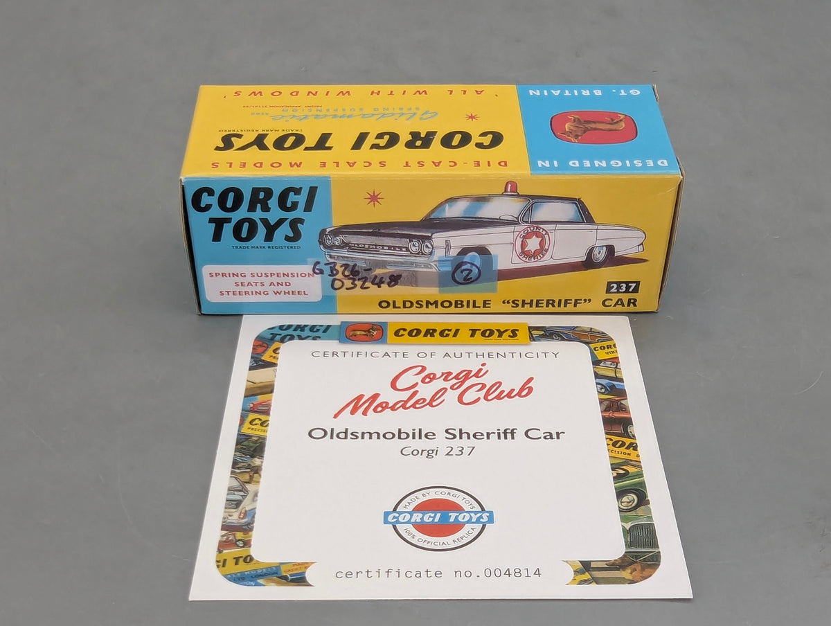 Modellautos 1:43 Corgi Toys 237 Oldsmobile Sheriff Car Replikat Zertifikat OVP