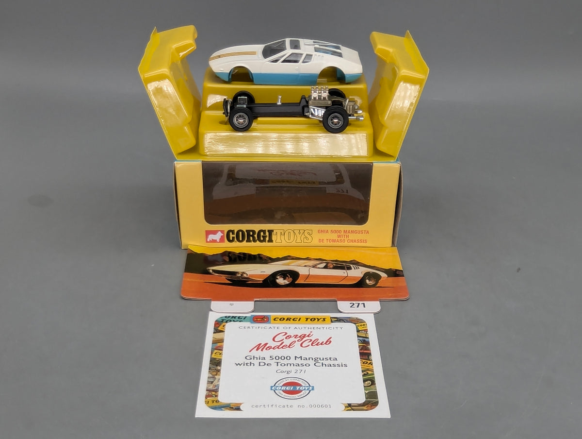 Modellautos 1:43 Corgi Toys 271 Ghia 5000 Mangusta Replikat Zertifikat OVP