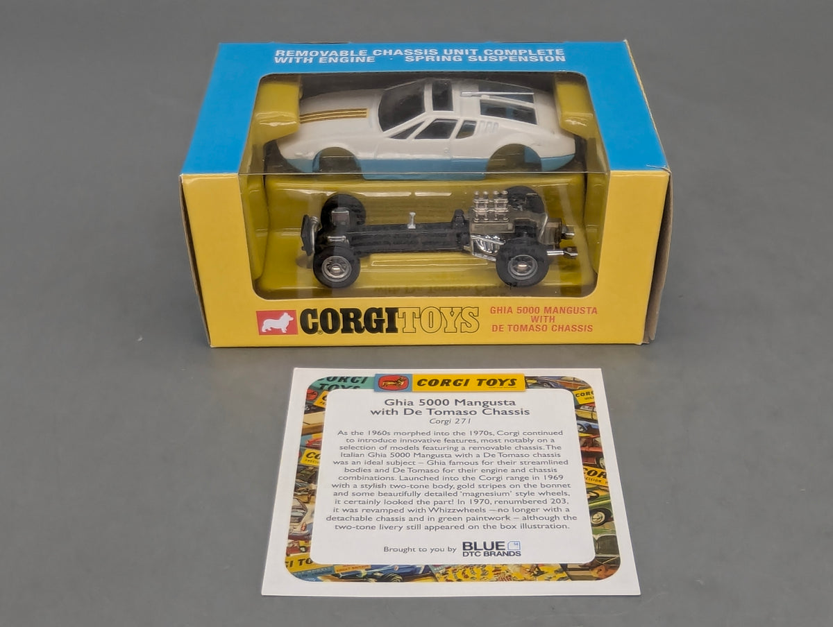 Modellautos 1:43 Corgi Toys 271 Ghia 5000 Mangusta Replikat Zertifikat OVP