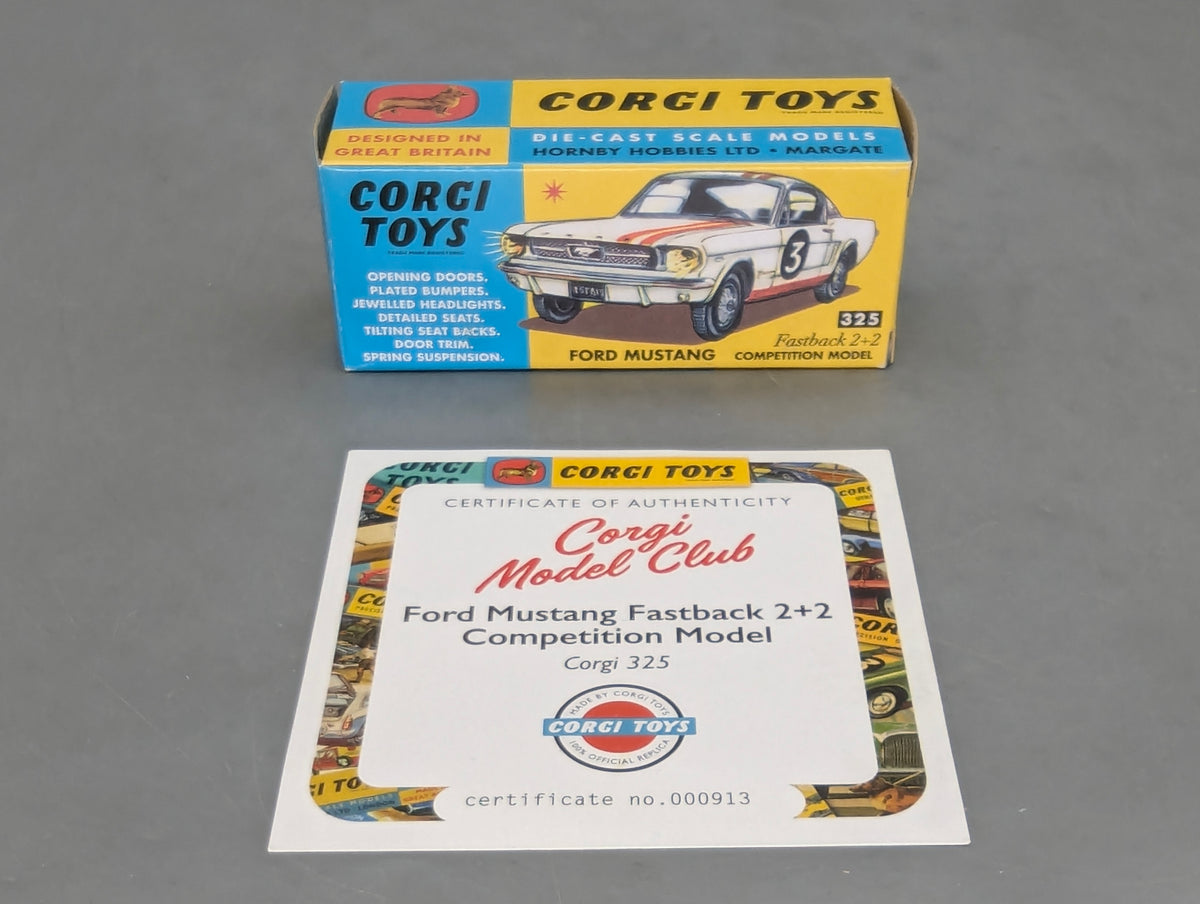 Modellautos 1:43 Corgi Toys 325 Ford Mustang Fastback Replikat Zertifikat OVP