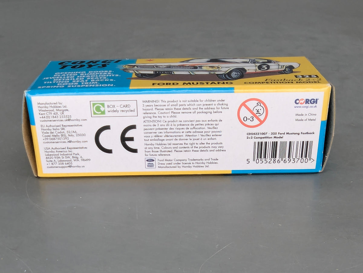 Modellautos 1:43 Corgi Toys 325 Ford Mustang Fastback Replikat Zertifikat OVP