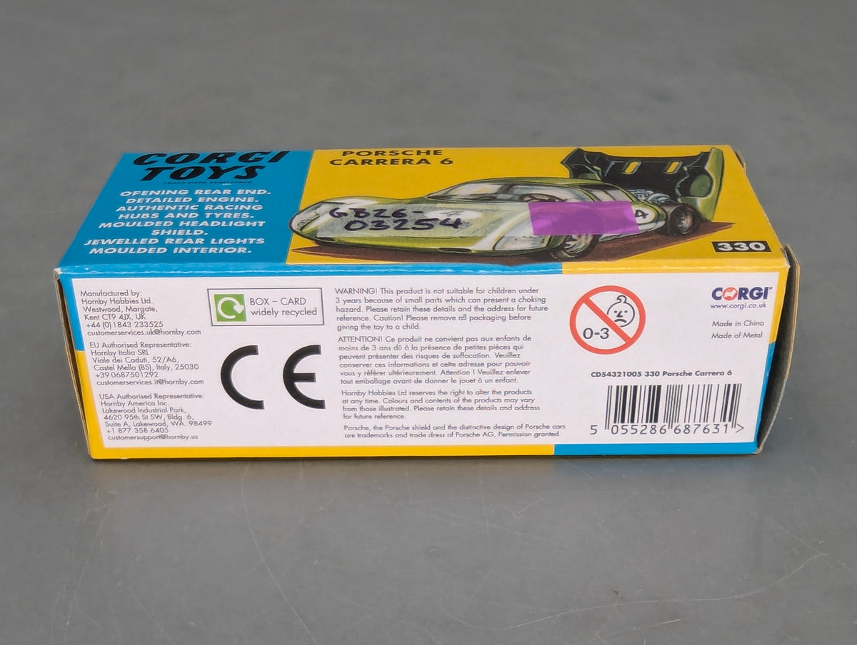 Modellautos 1:43 Corgi Toys 330 Porsche Carrera 6 Replikat Zertifikat OVP