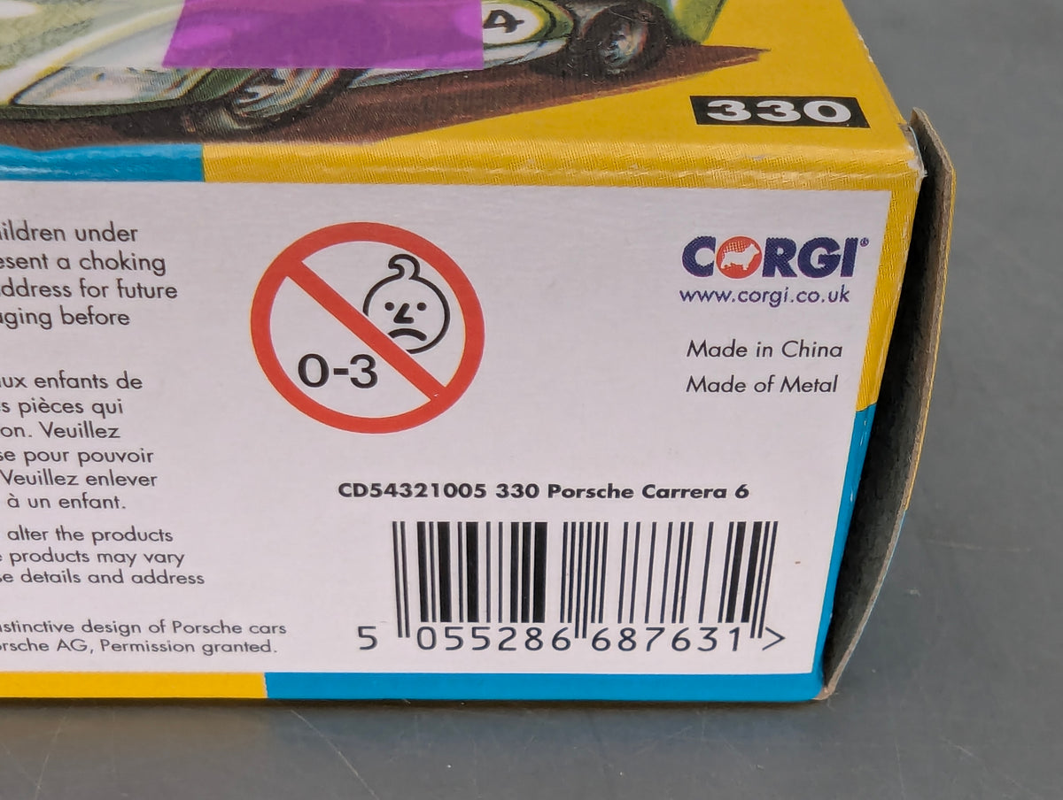 Modellautos 1:43 Corgi Toys 330 Porsche Carrera 6 Replikat Zertifikat OVP