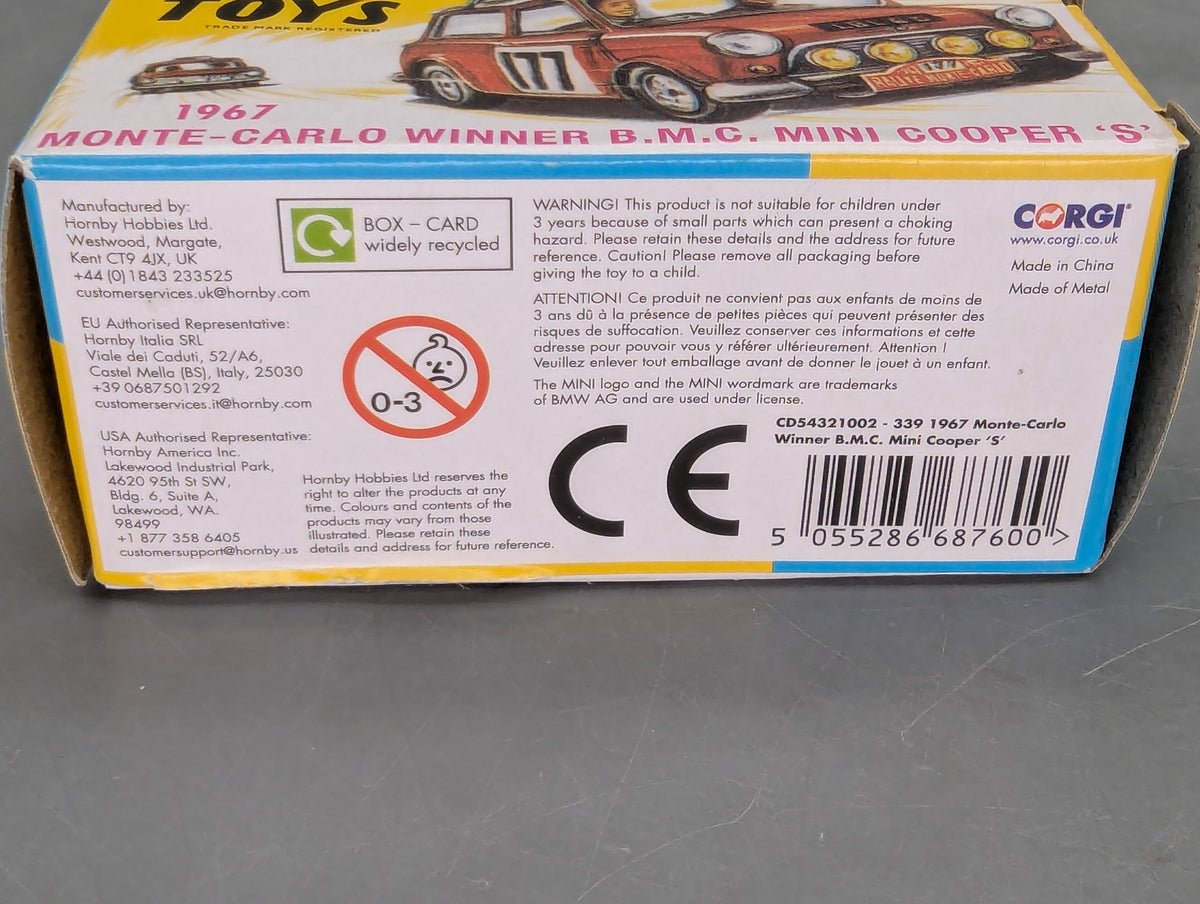 Modellautos 1:43 Corgi Toys 339 BMC Mini Cooper S #177 Replikat Zertifikat OVP